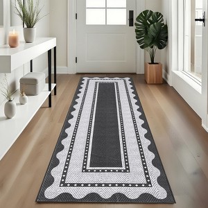 Nasitip Modern Geometric Waves-Stripe Border Area Rugs for Living Room Soft Low Pile Non-Sliping, Machine Washable - 1 of 4