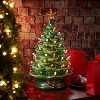 HONGGE 15" Hand-Painted Ceramic Christmas Tree with Star Topper and 64 Multicolor Lights, Pre-Lit Tabletop Holiday Decoration with for Home, Office - 2 of 4