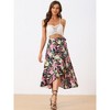 Allegra K Women's Tropical Floral Print Ruffle Self Tie Knot Split Beach Wrap Midi Skirt - image 3 of 4