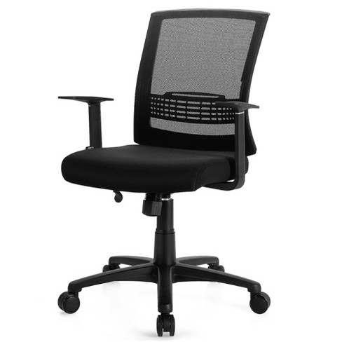 Ergonomic Desk Chair with Lumbar Support and Rocking Function-Black | Costway