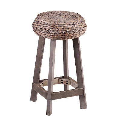 Set of 2 24" Rook Round Backless Water Hyacinth Stools Brown - Aiden Lane