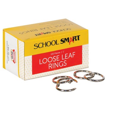 School Smart Loose Leaf Rings, 1 Inch, Nickel Plated Steel, Pack of 100