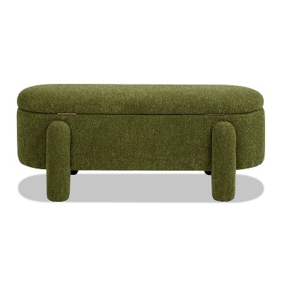 NicBex Modern 49" Storage Bench Oval Accent Stools with Boucle Fabric and Wood Frame for Bedroom and Entryway