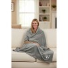 Personalization Mall All About Me Embroidered Initial Fleece Blanket, Grey, 60" x 80" - 3 of 4