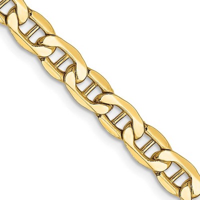 Black Bow Jewelry 4.75mm, 14K Yellow Gold, Hollow Anchor Link Chain Necklace