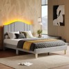 Pinmoco LED Bed Frame, Upholstered Platform Bed with Adjustable Arc Headboard - 2 of 4