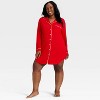Women's Cloud Knit Modal Notch Collar Long Sleeve Nightgown - Auden™ - 3 of 3