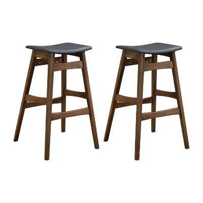 Simple Relax Set of 2 Bar Stools in Dark Grey and Walnut