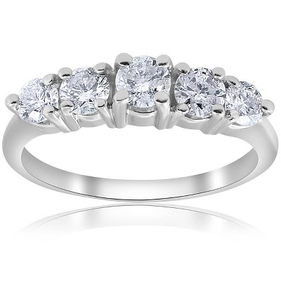 Pompeii3 1 CT 5-Stone Graduated Diamond Ring 14K White Gold