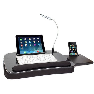 Sofia + Sam Multi Tasking Memory Foam Lap Desk with USB Light and Mouse Pad - black