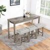 KTMBDW 4 Piece Bar Table Set with Power Outlet, Dining Bar Table and Chairs Set, Industrial Design Table with 3 Padded Stools for Dining Room - 2 of 4