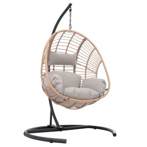 Whisen 46.5 in.  W 1-Person Metal Wicker Patio Swing with Cushion - 1 of 4