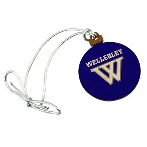 Wellesley College Primary Logo Mini Small Tiny Wood Christmas Tree Holiday Ornament - 1 of 4