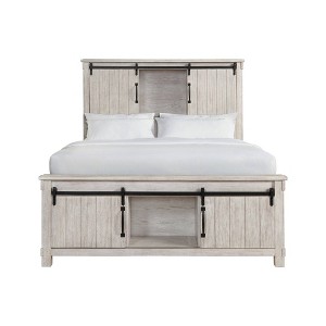 Queen Jack Platform Storage Bed White - Picket House Furnishings: Farmhouse Style with Headboard & Footboard Cabinets - 1 of 4