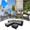 4 Pieces Wide Outdoor Rattan Sectional Sofa with Cushions - Small Patio Wicker Furniture,PE Rattan Sectional Sofa Set with,Tempered Glass Desktop - 2 of 4