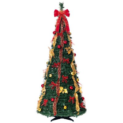 GOTGELIF Fully Decorated 6Ft Pre-Lit Retractable Christmas Tree for Holiday Party