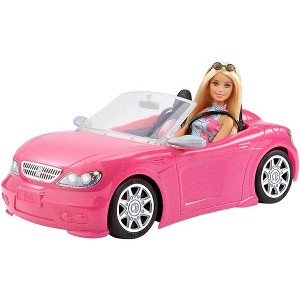 Barbie Pink Drop Top Convertible Vehicle + Barbie Doll with Sunglasses - 1 of 4