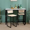VYNXARIA Paper Rope Woven Bar Stools Set of 2 Hand Weave Counter Stool with footrest for Kitchen Island, Dining Room (Creamy White) - 3 of 4