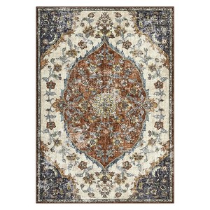 Runner Rug – Machine Washable Low Pile Vintage Distressed Kitchen, Entryway, Hallway, Laundry, Bedroom, Bathroom Rug & Bedside Mat Carpet - 1 of 4