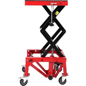 350LBS Motorcycle Lift Jack - Foot-Pump Scissor Lift Table with Safety Lock, Wheels，Oil Drain Hole，Height Adjustable 13.78-34.25" for ATV - 1 of 4