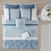 Sapphtopaz 8 Pcs Transitional Comforter Set Bedding Set with Embroidery Quilted and Damask Print Detailing Quilt Set, Machine Washable - 2 of 4