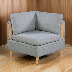 Royal Hampton 37 Inch Modular Corner Sofa Chair, Light Gray Dorris Fabric, Wood - 1 of 4