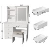 DYHOME Makeup Vanity Desk with Mirror and Lights & Charging Station, with 6 Drawers, Jewelry Storage, Make Up Table Set, Makeup Desk Stool Included - 2 of 4