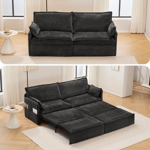 73.6'' Chenille 3-in-1 Sofa Bed with L-Shaped Convertible Design, Side Storage and USB/Type-C Charging - 1 of 4