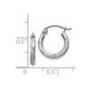 Black Bow Jewelry 2mm x 13mm 14k White Gold Satin & Diamond-Cut Round Hoop Earrings - 4 of 4
