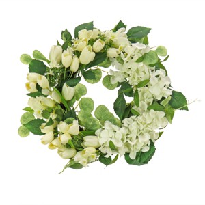 22" Artificial Tulips and Buttercups Spring Wreath - National Tree Company - 1 of 3
