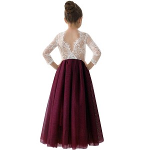 2Bunnies Rose Lace Tulle Sleeve Flower Girl Dress Maxi - 1 of 4