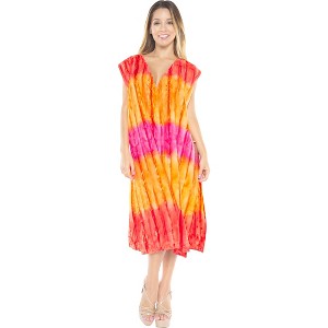 LA LEELA Women's Summer Vacation Beachwear Long Bathing Suit Loose Hawaiian Beach Dress Swimsuit Cover Ups - 1 of 4