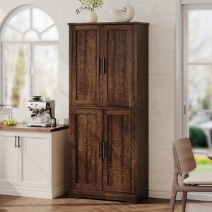 Tall Kitchen Pantry Cabinet, Storage Cabinet with Doors and Adjustable Shelves, Freestanding Large Utility Storage Cupboard for Dining Room - 1 of 4
