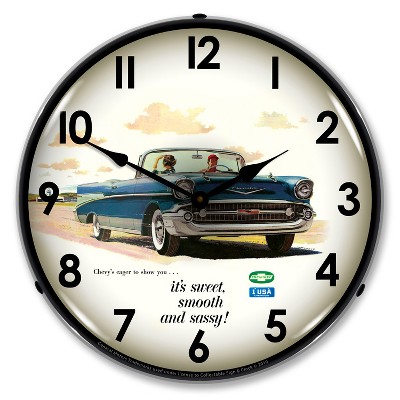 Collectable Sign & Clock | 1957 Bel Air Convertible LED Wall Clock Retro/Vintage, Lighted