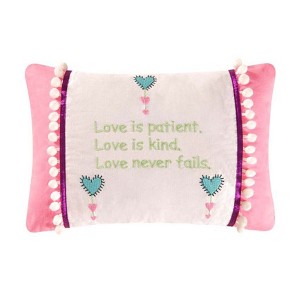 C&F Home Pink & White "Love Is Patient Love Is Kind" Script Embroidered 8" x 12" Decorative Accent Small Petite Throw Pillow - 1 of 1