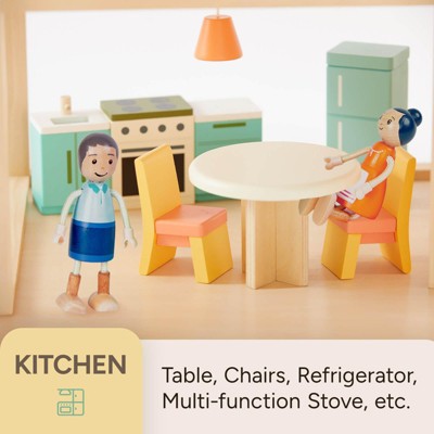 Etokfoks 26 Pcs Large Wooden Dollhouse Furniture Set for Kitchen Living Room Bedroom Bathroom Babyroom Kids Toy Accessories — фото 3