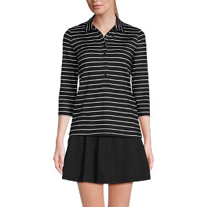Lands' End Women's 3/4 Sleeve Active Polo Shirt - 1 of 3