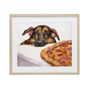 Stupell Industries German Shepherd with Pizza Framed Print Under Glass Art - 1 of 4
