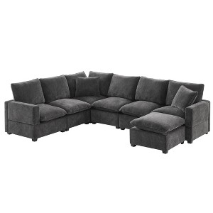 NicBex Modern 110" Chenille Sectional Sofa Modular U Shape Sofa Couch with 2 Pillows for Living Room Apartment - 1 of 4