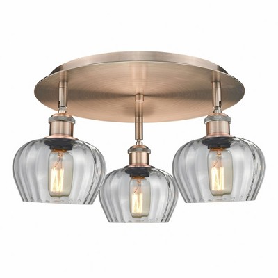 Fenton - 3 Light Flush Mount In Art Deco Style-8 Inches Tall and 18.25 Inches Wide