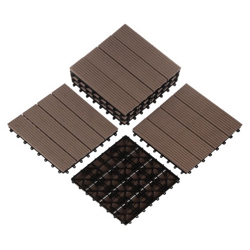 Patio Floor Tiles - Set Of 6 Wood/plastic Composite Interlocking Deck ...