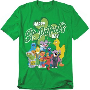 Men's Sesame Street St. Patrick'S Day Big Bird Elmo Cookie Monster T-Shirt - 1 of 4