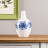 White and Blue Ceramic Vase 11 Inch Modern Decorative Vase for Tabletop Displays By Melrose - 2 of 3