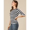 INSPIRE CHIC Women's Elbow Sleeves Boat Slim Fit Casual Stripe Animal Print Multi Floral Pattern T-Shirt - 4 of 4