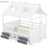 Twin/Full Size Loft Bed Wood House Bed Frame Drawers - ModernLuxe - 3 of 4