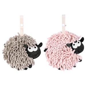 REGALWOVEN Cute Sheep Shape Chenille Soft Absorbent Hand Towels 2 Pcs - 1 of 4