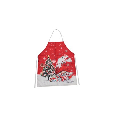 Unique Bargains Christmas Aprons Cotton Linen Red Green White 26.77"x21.65" 1 Pcs