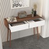 GlasFlength Console Tables Modern Entryway Storage Table with Sliding Doors and Wooden Legs for Living Room Hallway, Brown, 39.4"*13.77"*29.52" - 3 of 4