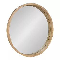 30" x 30" Hutton Round Wood Wall Mirror Natural - Kate and Laurel