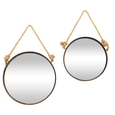 Set of 2 Industrial Metal Decorative Wall Mirrors Brown - Olivia & May